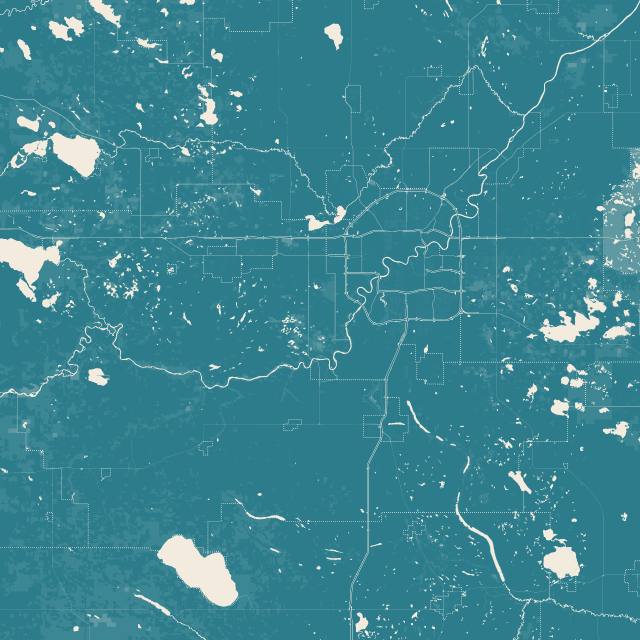 Map of Edmonton and area, showing the eight towns we deliver paddles to