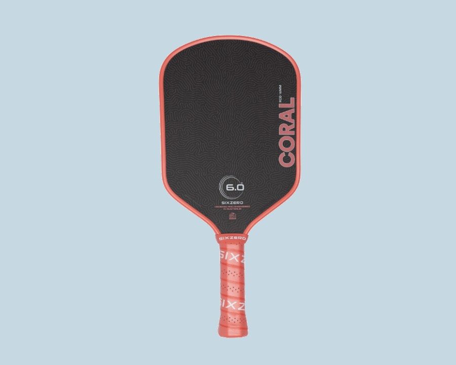 Six Zero Coral 16mm pickleball paddle, hybrid shape